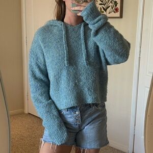 All in Favor Heathered Seafoam Knit Hoodie